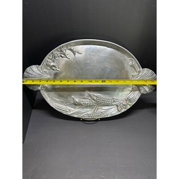 Vtg Arthur Court 86 Scallop Shell Serving Platter Aluminum Serving Tray 20"x11" - Picture 5 of 7
